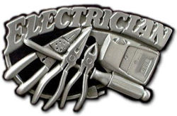 Electrician Belt Buckle Carved with Tools of the Trade