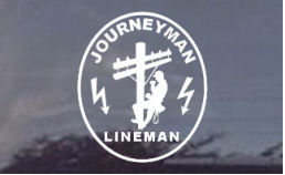 Journeyman Lineman Die-Cut Vinyl Window Decal  Several Sticker Sizes Available