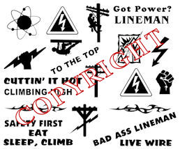 Lineman Hardhat Sticker Decals - A sheet of 22 pcs! For Linemen!