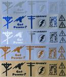 Small Electrician Wireman Decals - Chrome/Reflective SET of 6