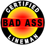 Certified Bad Ass Lineman Hard Hat Decal