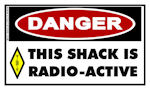 Ham Radio Sticker: THIS SHACK IS RADIO-ACTIVE