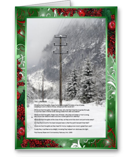 The Lineman Holiday Greeting Cards-Paul Harvey Quote
