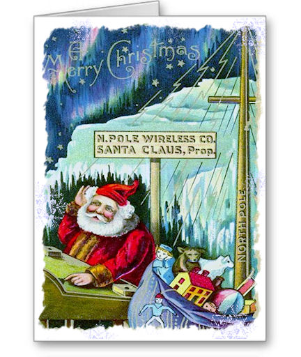 North Pole Wireless Company Christmas Cards. Telecommunications.