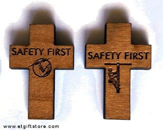Safety First Pocket Prayer Cross - Electrician or Lineman Gift