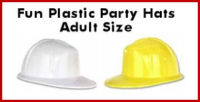 Adult / Child Plastic Construction Party Hats Helmets -WHITE YELLOW
