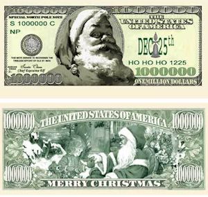 Santa Million Dollar Bill - Merry Christmas!