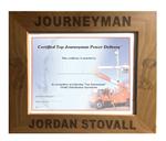 Personalized Journeyman (or any top text) Certificate Frame with Hooks