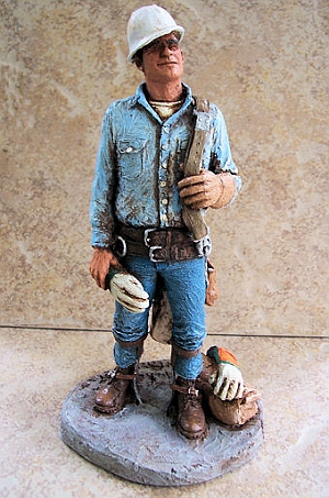 Michael Garman Sculpture TO THE TOP statue. Gift for Lineman