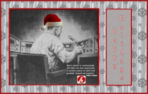 Vintage inspired Christmas greeting card for the Hallicrafter Ham! Let us walk you down memories of the past, and share the spirit with other boat anchors! Thank you for shopping our ham radio gift store!