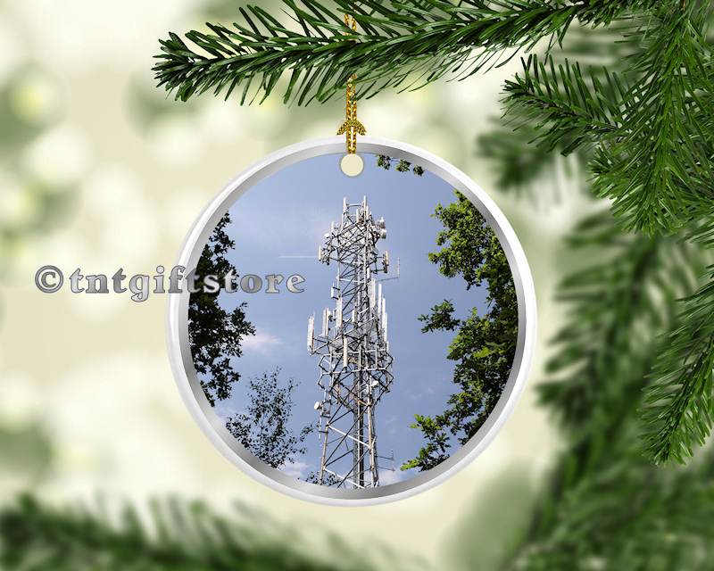 telecommunications telecom tree ornament Christmas Cell tower climber tech ornament